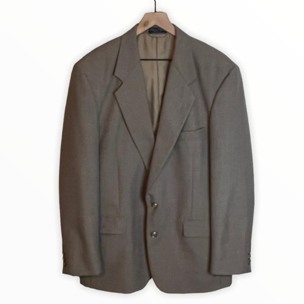 Hardy Amies Tan Brown Wool Blend Sports Coat Blazer‎ Suit Jacket Mens Size 44L